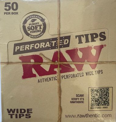 RAW Wide Tips Box 50 x 50 breite KingSize perforiert ungebleichte Filter